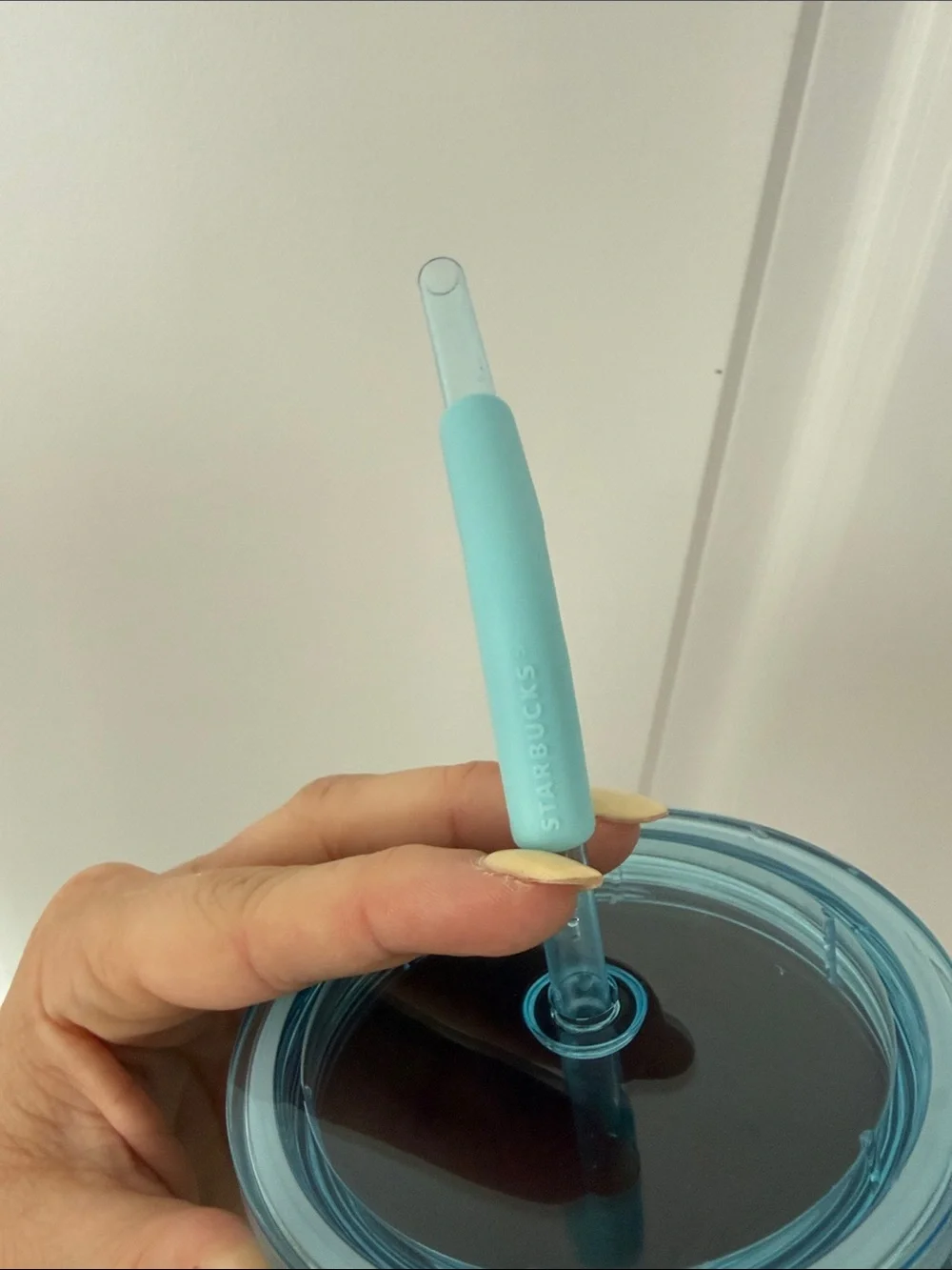 Starbucks Iridescent Aqua Blue Holographic Tumbler with Straw - holographic